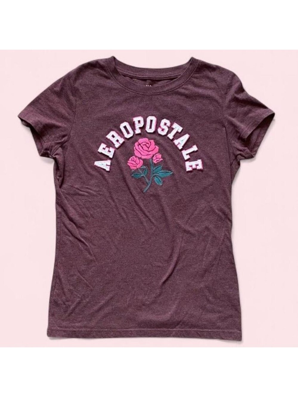 Aeropostale burgundy rose graphic tee Size L #aesthetic #y2k